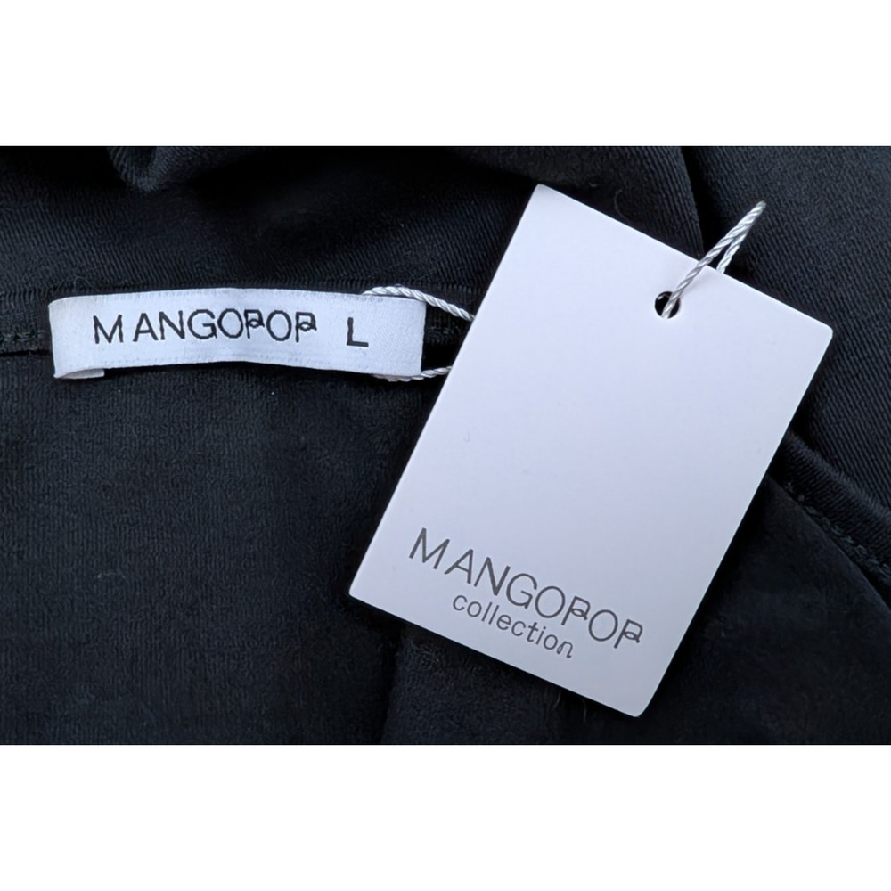 New Mango Pop sz L Bodysuit black long sleeves square neck top t-shirt 1996 - Picture 3 of 4